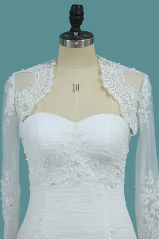 2024 Robes de mariée chérie avec veste en tulle avec perles et volants