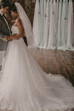 Robe de mariée bustier simple en dentelle de tulle avec dentelle Robe de mariée plage avec fente