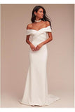 Robes de mariage 2024 Mermaid Off The Shoulder Satin With Ruffles Sweep Train