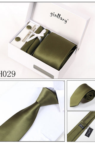 Cravate verte Set Boutons de manchette 4 pièces Beaucoup de couleurs # H029